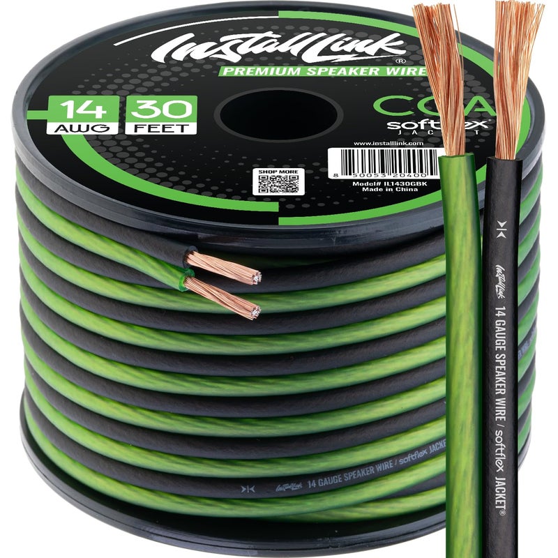 Install Link 14 AWG Gauge Speaker Wire Cable (30 Feet) Stereo, Car or Home Theater, CCA - Image 1